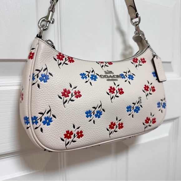 Coach Teri Floral Chalk Multi Pebbled Leather Shoulder Bag NWOT - Picture 3 of 14